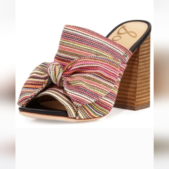 Sam Edelman Yumi Multi Color Bow Slide Heel Sandal Size 7 - Picture 1 of 11
